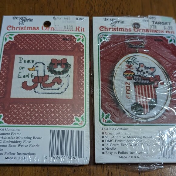 Crewel Needlepoint Vintage The New Berlin Scene Duck and Cat Embroidery Kit Lot - Picture 1 of 2